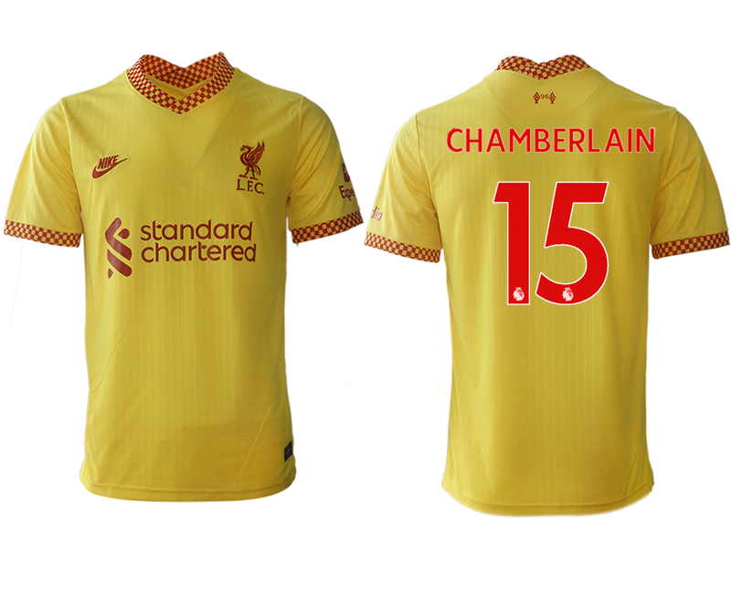 Men 2021-2022 Club Liverpool Second away aaa version yellow #15 Soccer Jersey->liverpool jersey->Soccer Club Jersey